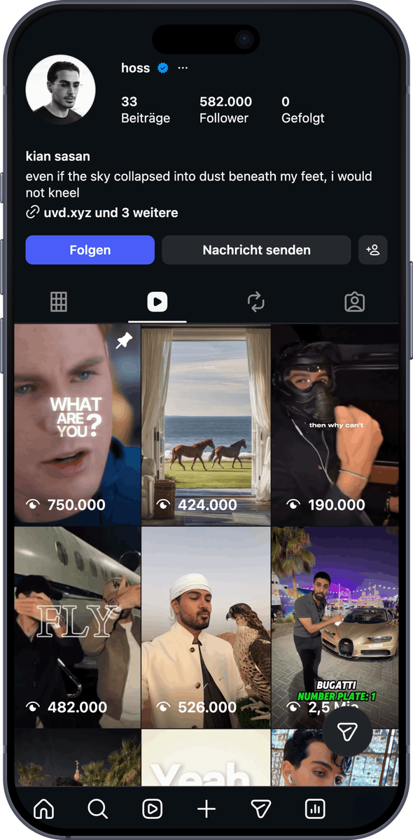 Instagram Profil mit 582.000 Followern